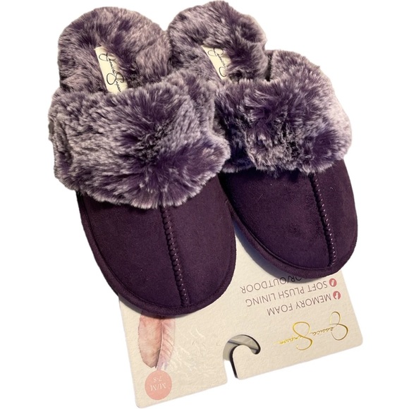 NWT Women’s Slippers Size M 7/8 JESSICA SIMPSON MICRO SCUFF SLIPPERS Purple - Picture 2 of 9